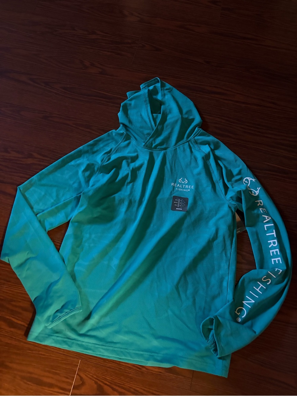 Realtree Men's Teal Hooded fishing shirt